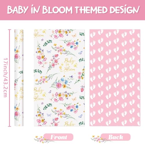 WERNNSAI Baby Wrapping Paper Girl - 16.4 ft Baby Shower Wrapping Paper - color: Girl Baby Floral