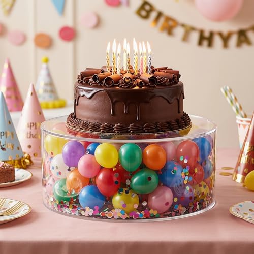 Jucoan Set of 2 Clear Acrylic Fillable Cake Stand, Cake Tier Display Stand Cupcake Stand, 12 Inch & 8 Inch Round Cylinder Display Riser for Wedding Birthday Baby Shower Party Centerpieces