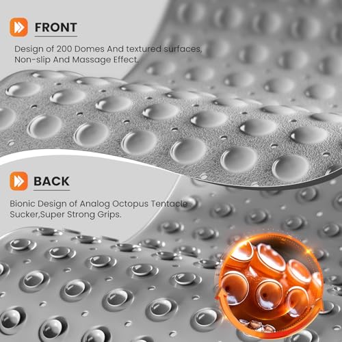 Non-Slip Bath Tub Mat, 39x16 Inch Extra Large Shower Mat with Drain Holes & Suction Cups, Machine Washable, Pink - color: Pink