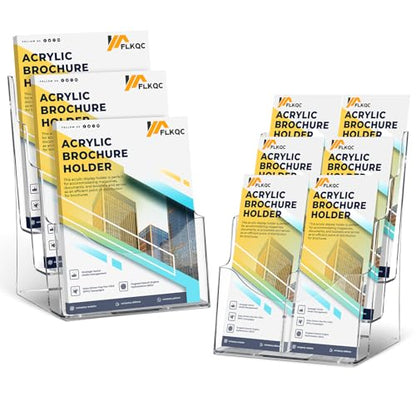 2Pcs Acrylic Brochure Holder 8.5 x 11, 3 Tier Brochure Display Stand - size: 2 Pack 3 Tier 8.5x11"