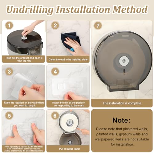 Layhit 6 Pack Toilet Paper Holder Wall Mount, Toilet Paper Towel Dispenser, Commercial 9" Jumbo Plastic Tissue Dispenser with Key Wall Lock for Bathroom, Office, Restaurants