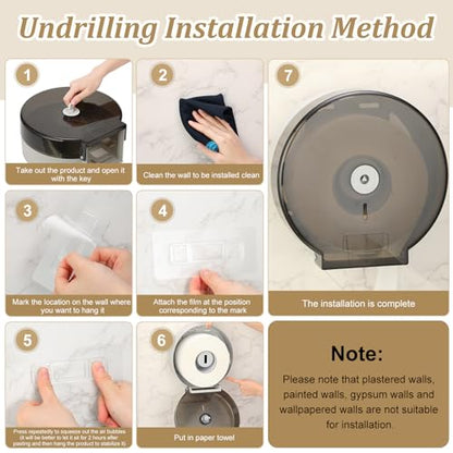 Layhit 6 Pack Toilet Paper Holder Wall Mount, Toilet Paper Towel Dispenser, Commercial 9" Jumbo Plastic Tissue Dispenser with Key Wall Lock for Bathroom, Office, Restaurants