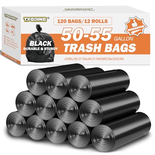50-55 Gallon Trash Bags Unscented, 40'' x 50'', Black, 120 Count - color: 50-55 Gallon | 120 Count, size: 120 Count(pack of 1)