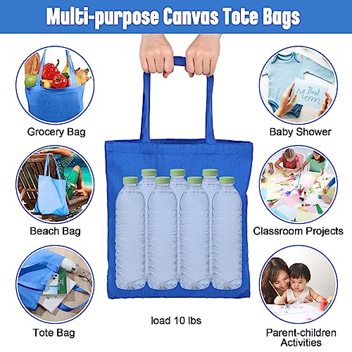Roowest 60 Pack Canvas Tote Bags Bulk, 16" x 15", Blue - color: Blue