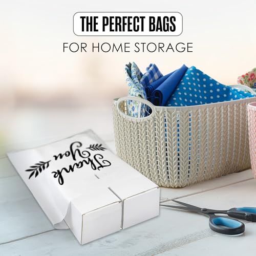 Thank You Bags, Merchandise Bags, With Handles, White 9”x12” Bulk 100 Pk - color: White, size: 9" x 12"