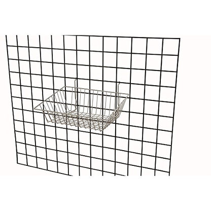 Econoco - Epoxy Chrome Multi-Fit Sloping Wire Basket for Slatwall, Pegboard or Gridwall (Set of 6) Metal Semi-Gloss Basket, Epoxy Chrome - color: Chrome Finish