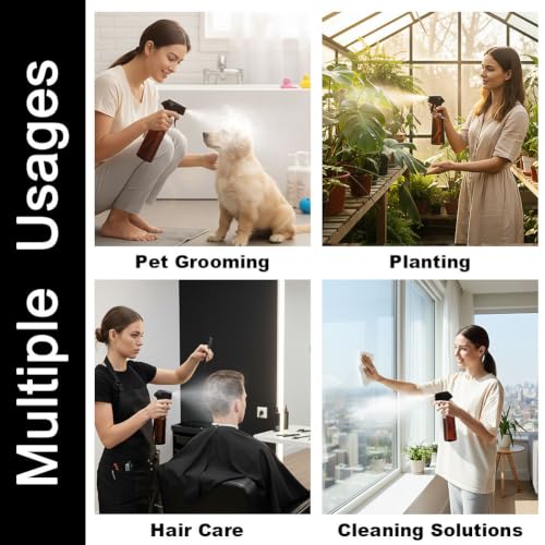 12oz Continuous Mist Plastic Spray Bottle 2 Pack All Purpose