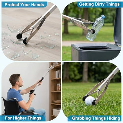 32" Grabber Reacher Tool for Seniors, 2-Pack Heavy Duty Trash Picker Upper with Suction Cup - Foldable Reacher Grabber Pickup Tool for Indoor & Outdoor Use, All-Purpose Grabber Tool