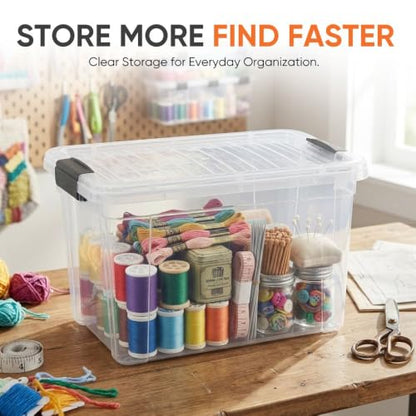 Superio 8.7 Quart Clear Plastic Storage Boxes with Lids, Stackable Organizer Containers, BPA-Free Storage Bins for Home, Office, School & Dorm, 5 Pack - size: 8.7 Quart