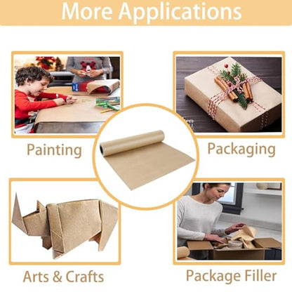 Shinok Kraft Brown Paper Roll - 15" x 100'(1200 ") Brown Wrapping Paper for Art Craft Gift Wrapping Packing Moving - color: brown 3830 1P