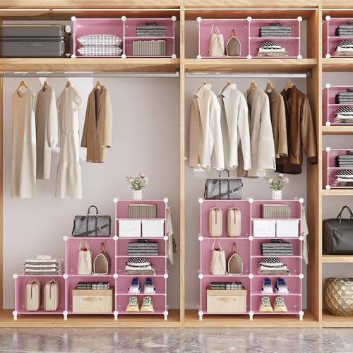 AWTATOS 6 Cube Closet Organizer Storage Shelves, Pink - color: Pink