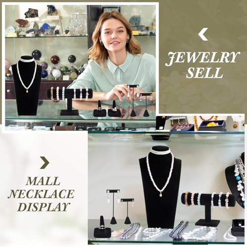 Kigley 6 Pcs Jewelry Display Set Necklace Bust T Bar Bracelet Holder Black - color: Black