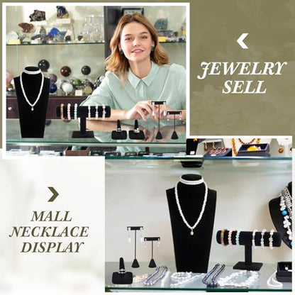 Kigley 6 Pcs Jewelry Display Set Necklace Bust T Bar Bracelet Holder Black - color: Black