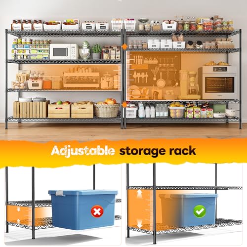 REIBII 4-Tier 2560LBS Heavy Duty Shelving,55.5"W Adjustable Storage Shelves - size: 55.5"H x 55.5"W x 18"D