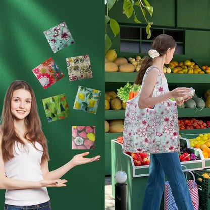 Foldable Reusable Shopping Bags,6 Pack Heavy Duty Tote for Grocery - color: 6pcs-stylee