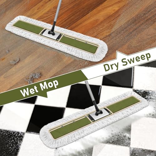 36" Commercial Dust Mop Pads Refills: Reusable Mop Head Replacement - color: Green White