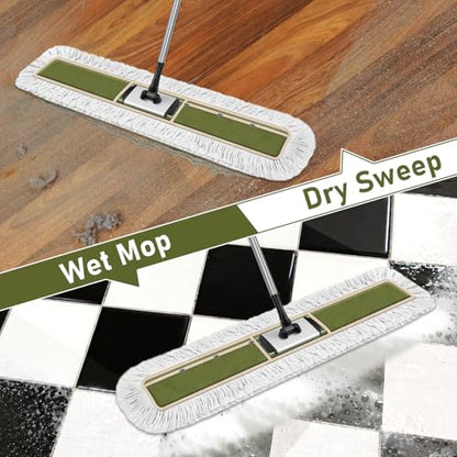 36" Commercial Dust Mop Pads Refills: Reusable Mop Head Replacement - color: Green White