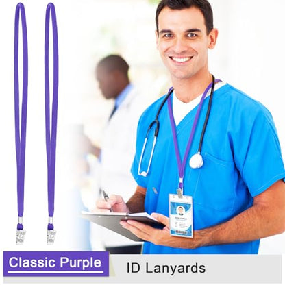 Marspark 200 Pcs Lanyards for ID Badges, Flat Swivel Hook,Purple - color: Purple