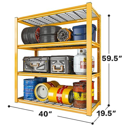 REIBII 40" W Yellow Garage Shelving with Double-Layer Frames for Homeowners - color: Orange