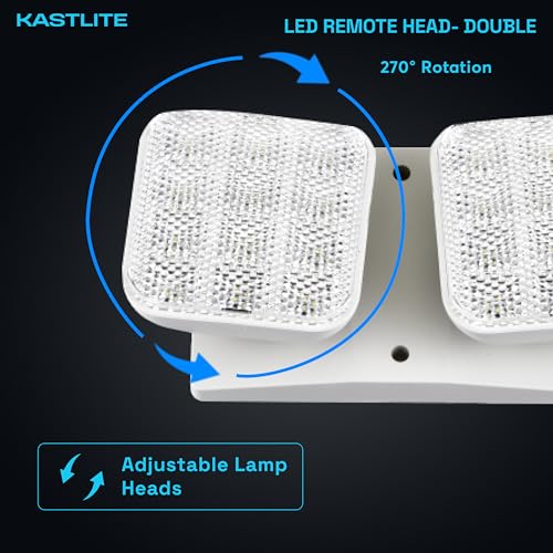 KASTLITE 2.4-Watt Indoor Adjustable Double Head Integrated LED White Emergency Remote Head, 200 Lumens | Requires Compatible Emergency Unit, 120/277V Compatible - size: 2 HEADS | INDOOR | 2.4W