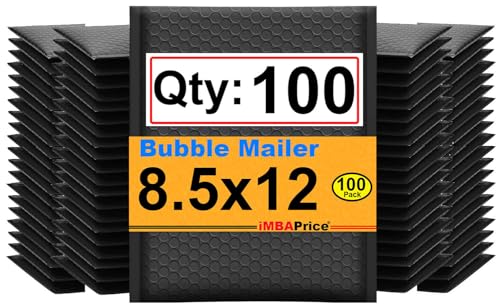 iMBAPrice 100-Pack #2 (8.5" x 12") Pure Black Color Self Seal Poly Bubble Mailers Padded Shipping Envelopes (Total 100 Bags) - color: Black Poly Bubble, size: 8.5"x12" Poly (100 Envelopes) Value Pack