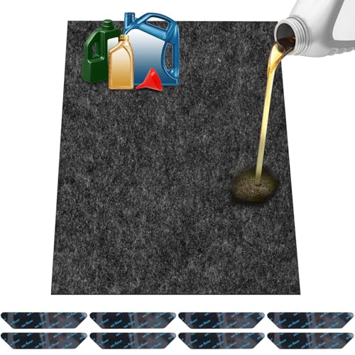 ToLanbbt Garage Floor Mat 36" x 29" - Oil Spill Mat for Under Car Driveway Oil Drip Pad with 8P Tapes, Waterproof Backing, Leak Absorbent, Reusable, Washable, Protect Garage Floor (1P, Dark Gray) - size: 3'x2'5"(36"x29")