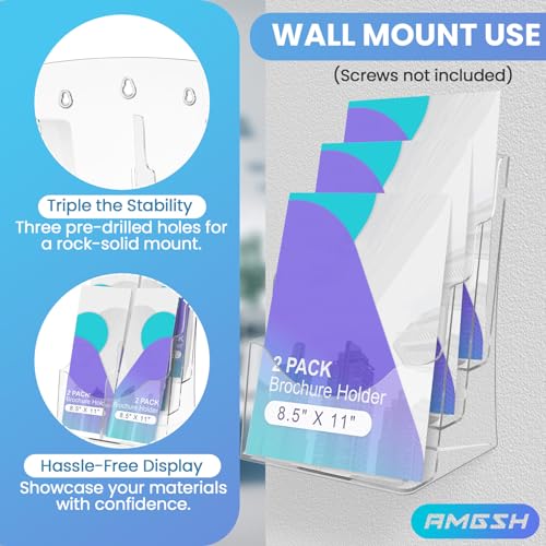 2 Pack 3 Tier Brochure Holder 8.5” x 11”