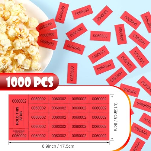 Kosiz 1000 Sheets 20 Bid Raffle Ticket Numbers Auction Tickets for Events & Church (Red) - color: Red, size: 20 Bid