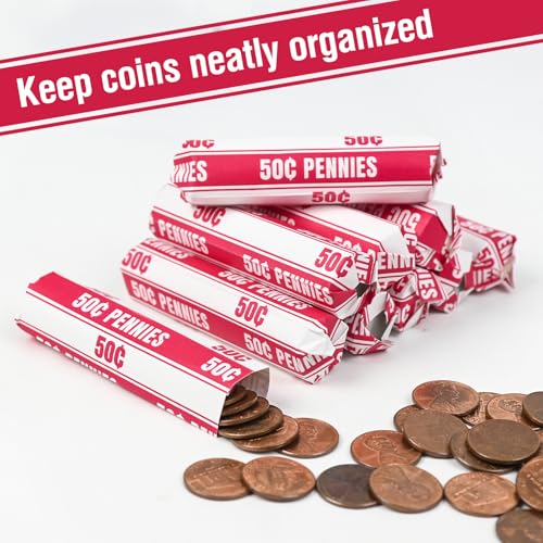 THEBLUETOUCH 100 pcs White Kraft Flat Coin Wrappers for Pennies - size: 100 Penny Only