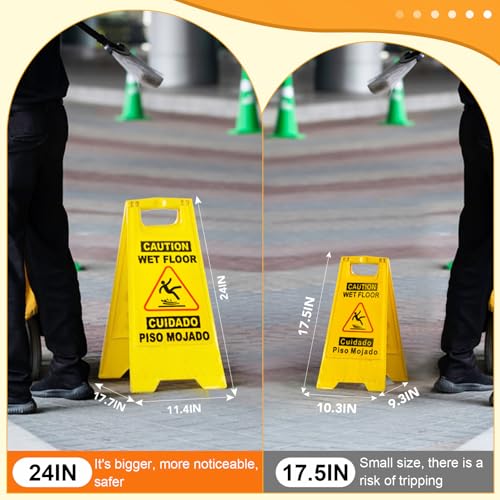 XPCARE 6 Pack 24 IN Caution Wet Floor Sign Bilingual Foldable Safety Sign