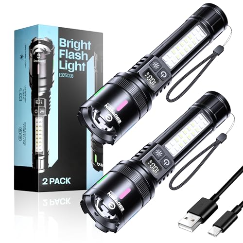 Esgreen Bright LED Rechargeable Flashlight High Lumen 20000 6 Inch - 2 Pack - size: 2 Pack - Small