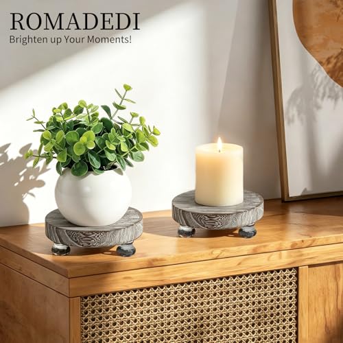 Romadedi Whitewashed Wood Riser, Pillar Candle Holder, 4.7 in, 2 Packs - color: Whitewashed, size: 2 PCS