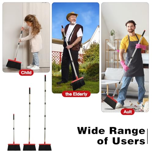 Broom and Dustpan Combo Set,Long Handle,Black Red - color: Black Red 1-pack