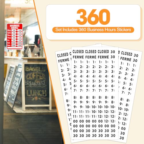 2 Piece Business Hours Sign, FlyCoco Open Hours Signs for Business Adjustable, Assured Signs Business Hours Sign for Glass Door Window Store Office Outdoor, Contains 2 Sign Boards 360 Usable Stickers