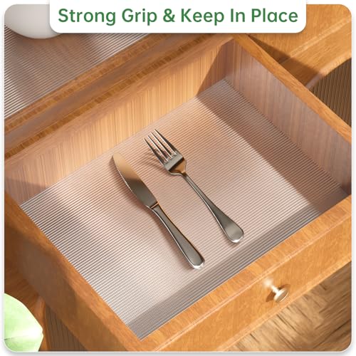 Shelf and Drawer Liner for Kitchen Cabinet Non-Adhesive 24IN x 10FT - color: Clear, size: 24"W x 120"L