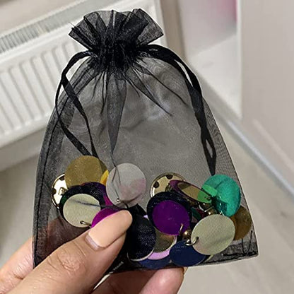 Sheer Organza Mesh Drawstring Gift Bags Pack of 50 5x7 Inch Black - color: Black 5x7in 50pc