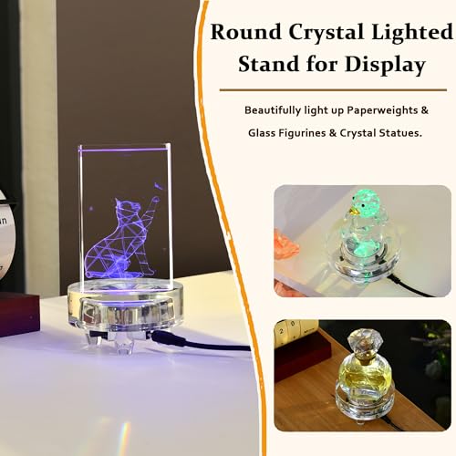 IFOLAINA Crystal LED Light Base Multicolor Changing Pedestal - color: R-Clear-7 Lighting Modes