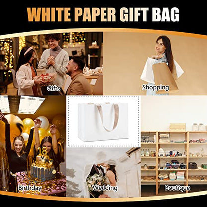 White Gift Bags Bulk, 10Pcs 8"x3.75"x6" Small White Gift Bags - color: White, size: 8x3.75x6 Inch (Pack of 10)