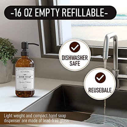 Sunrise Premium Amber Glass Soap Dispenser Matte Black with Pump, 2 Pack - color: Matte Black Ss Pump - Amber Glass