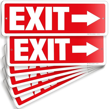 iSYFIX Exit Signs with Directional Right Arrows, 12x4 Inch, 6 Pack - color: Metal Right, size: 6 Pk 12x4