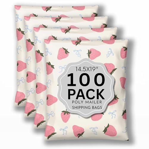 Picksie Mailers - Large Poly Mailers 14.5x19 Shipping Envelopes for Mailing - color: Strawberry Aesthetic, size: 14.5x19