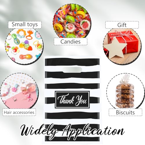 Jeyiour 300 Pcs Thank You Plastic Bags with Handles for business,Stripe - style: Stripe