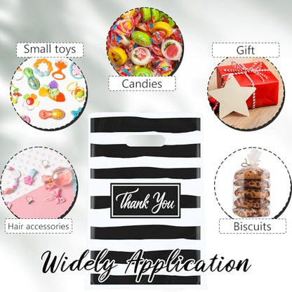 Jeyiour 300 Pcs Thank You Plastic Bags with Handles for business,Stripe - style: Stripe