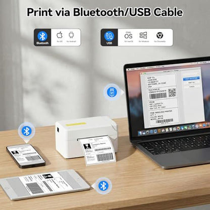 Bluetooth Thermal Shipping Label Printer, Wireless 3x5 Portable Thermal Printer for Small Business, Support iOS, Android, Windows, Mac, Widely