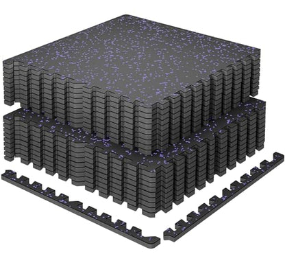 SUPERJARE 0.79'' Extra-Thick 18 Pcs 72 Sq Ft Exercise Equipment Mats - color: Black/Purple, size: 18 Tiles (72 Sq Ft)