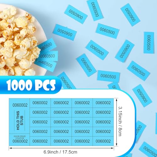 Kosiz 1000 Sheets 20 Bid Raffle Ticket Numbers Auction Tickets for Events & Church (Lake Blue) - color: Lake Blue, size: 20 Bid