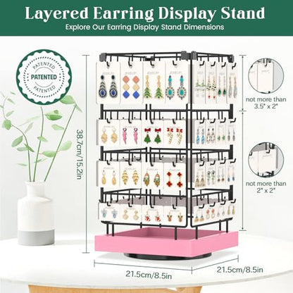 EsLuker.ly Rotating Earring Display Holder Stand for Vendors Selling, Pink - color: Pink+Black