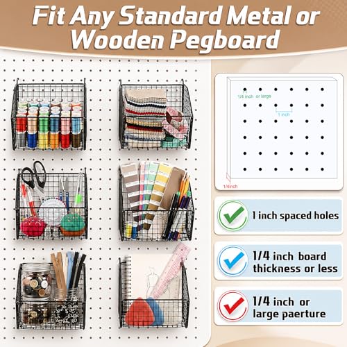 Reallnaive 6 Pack Black Pegboard Baskets 7.1 x 7.1 x 5.5 Inch - color: Black, size: 7.1 x 7.1 x 5.5 Inch