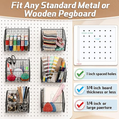Reallnaive 6 Pack Black Pegboard Baskets 7.1 x 7.1 x 5.5 Inch - color: Black, size: 7.1 x 7.1 x 5.5 Inch