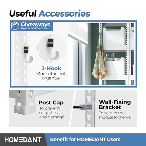 HOMEDANT White 28" W 5 Tier Storage Shelves Garage Shelving Unit Metal - color: White, size: 28"W x 12.3"D